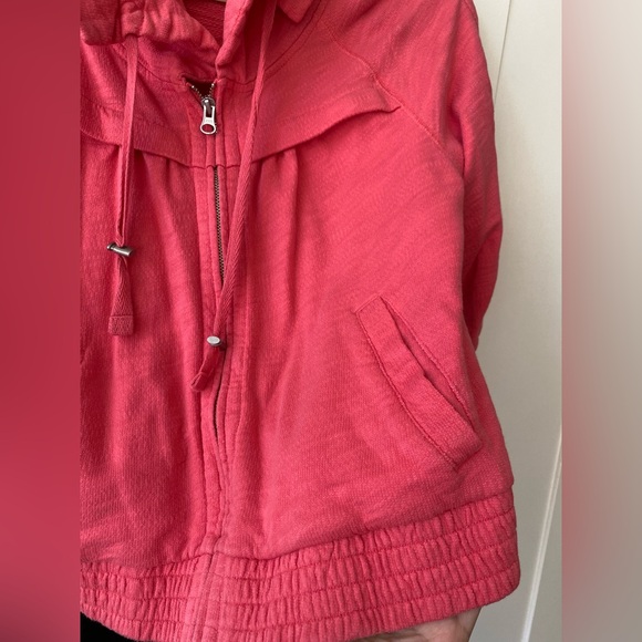 Ann Taylor Loft Lounge Coral Women's 3/4 Sleeve Zipper Jacket Size S - Picture 4 of 8
